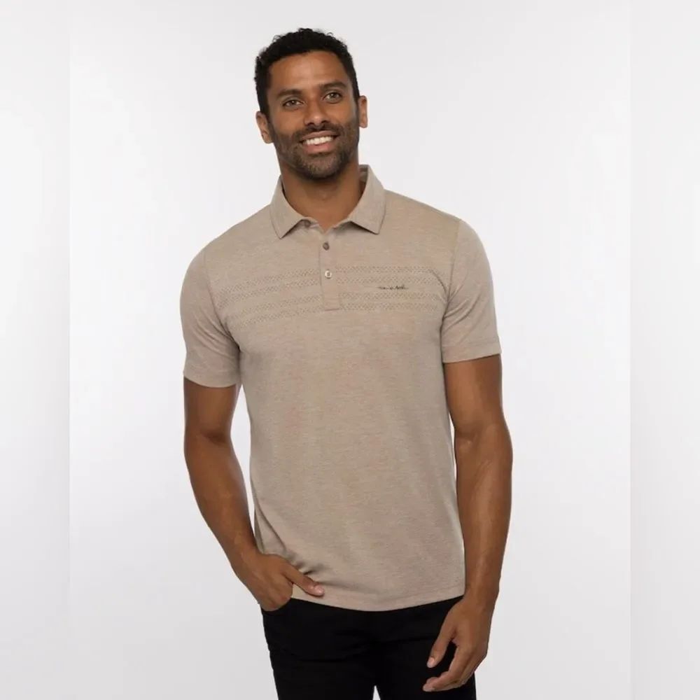 LIKE NEW TRAVIS MATHEW WOODLAND POLO TAN SIZE XXL